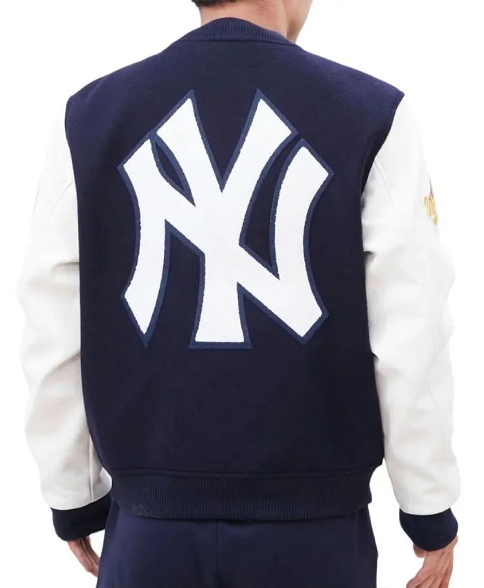 New York Yankees Leather Sleeve Varsity Coat