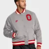 Nike Legacy Ohio State Buckeyes Full Snap Gray Bomber Jacket