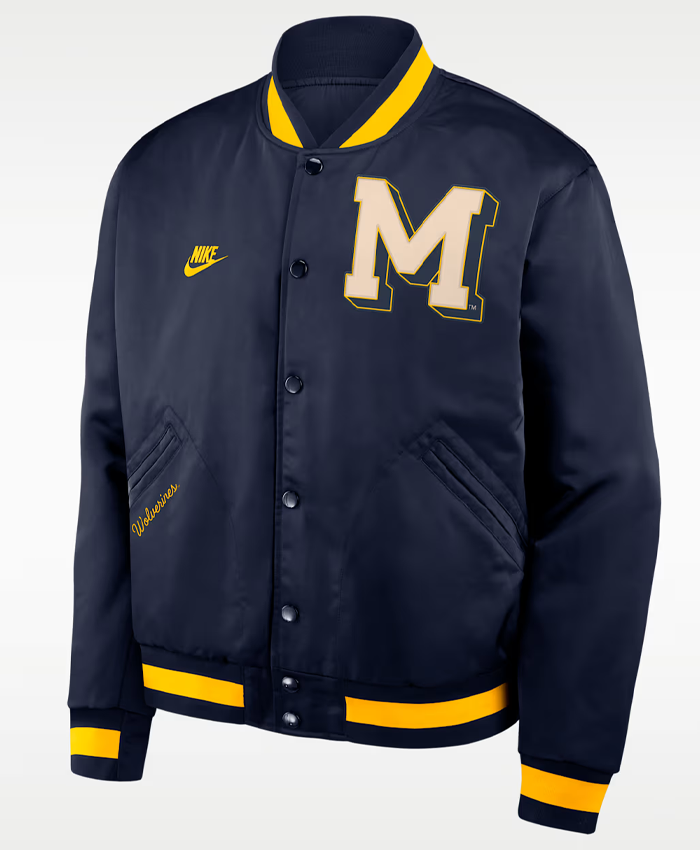 Nike Michigan Legacy College Full-Snap Bomber Jacket