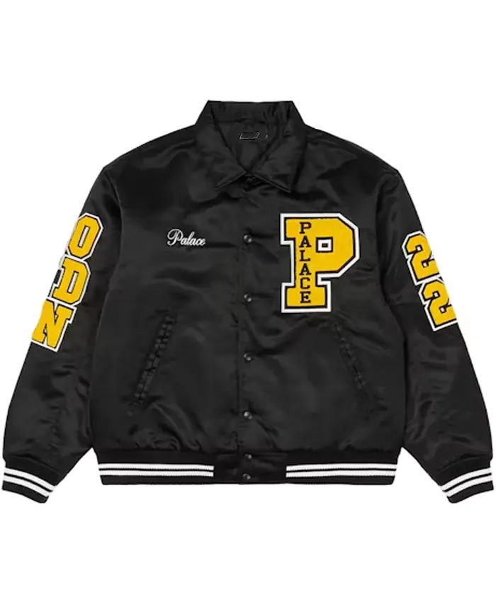 Palace Black Satin Bomber Varsity Jacket