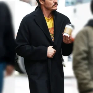 Pedro Pascal Black Wool Coat