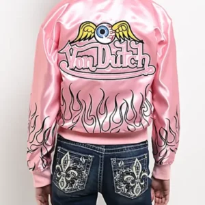 Pink Satin Bomber Jacket
