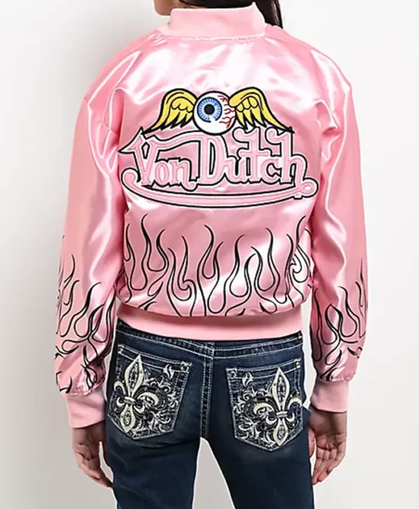 Pink Satin Bomber Jacket