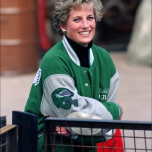 Princess-Diana-Philadelphia-Eagles-Green-and-Grey-Wool-Varsity-Jacket