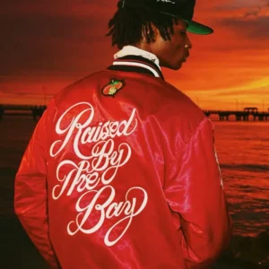 Raised By The Bay Red Bomber Varsity Jacket