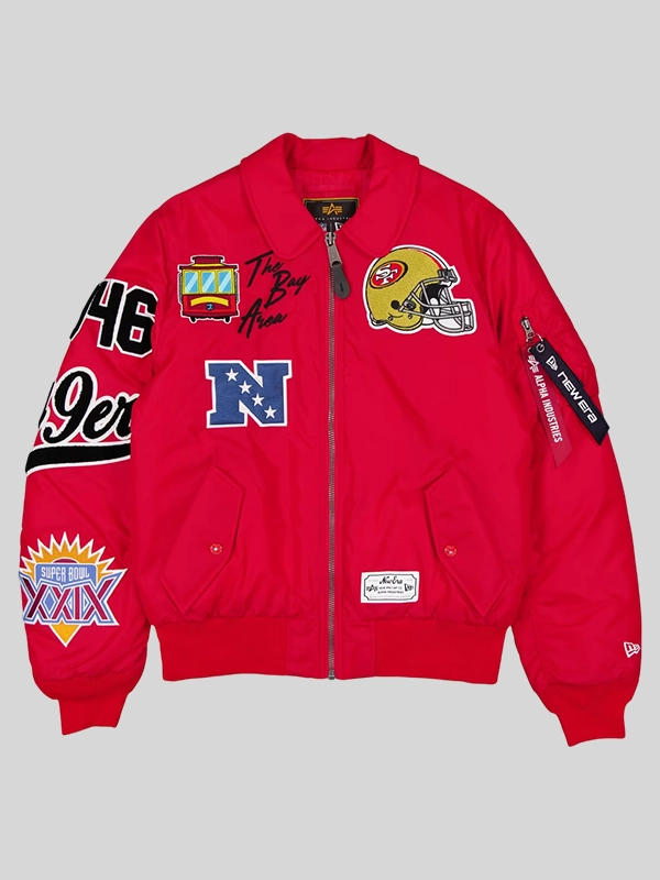 Red New Era x Alpha Industries 49ers MA-1 Bomber Jacket