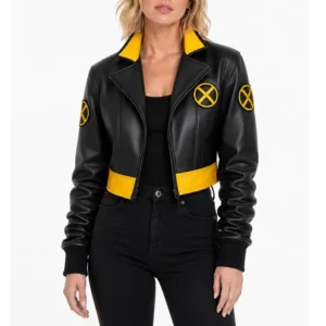 Rogue X-Men 97 Cropped Black Leather Jacket