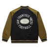San Francisco 49ers Double Clutch Raglan Satin Varsity Jacket For Sale