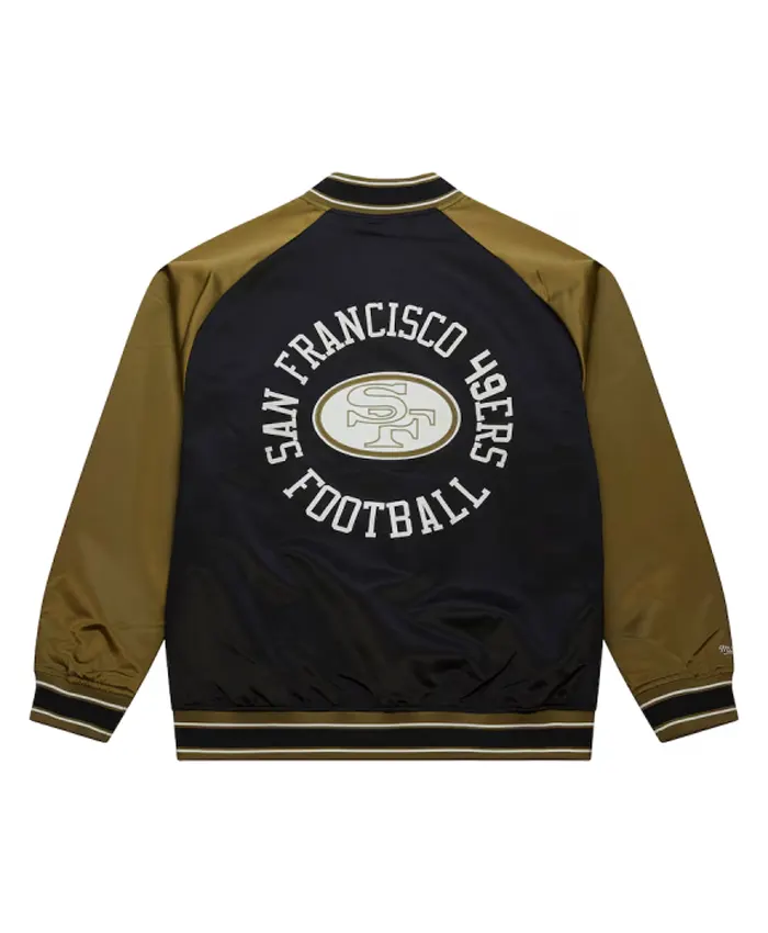 San Francisco 49ers Double Clutch Raglan Satin Varsity Jacket For Sale