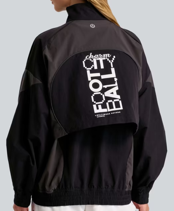 Shop Baltimore Ravens lululemon Women’s Black Ventilated Oversized Track Jacket
