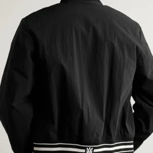 Shop Bijan Robinson Amiri Distressed-Logo Shrunken Bomber Jacket