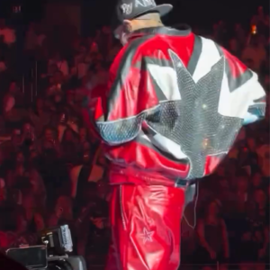 Shop Chris Brown Red Leather Tracksuit Jacket