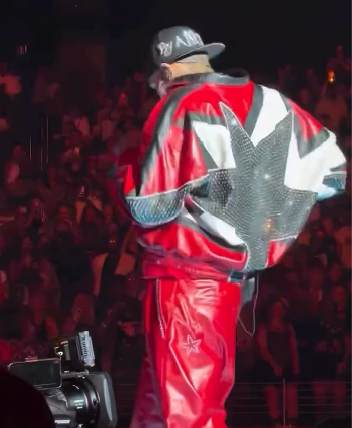 Shop Chris Brown Red Leather Tracksuit Jacket
