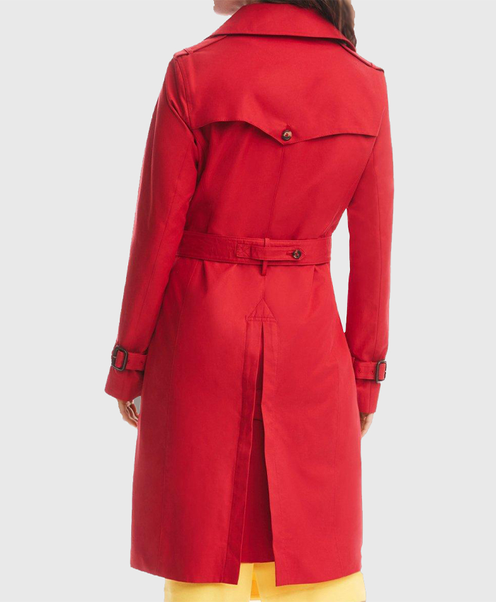 Shop Dark Matter Alice Braga Double Breasted Red Trench Coat