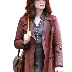 Shop Ink 2026 Claire Foy Brown Leather Coat