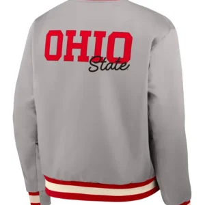 Shop Nike Legacy Ohio State Buckeyes Full Snap Gray Bomber Jacket