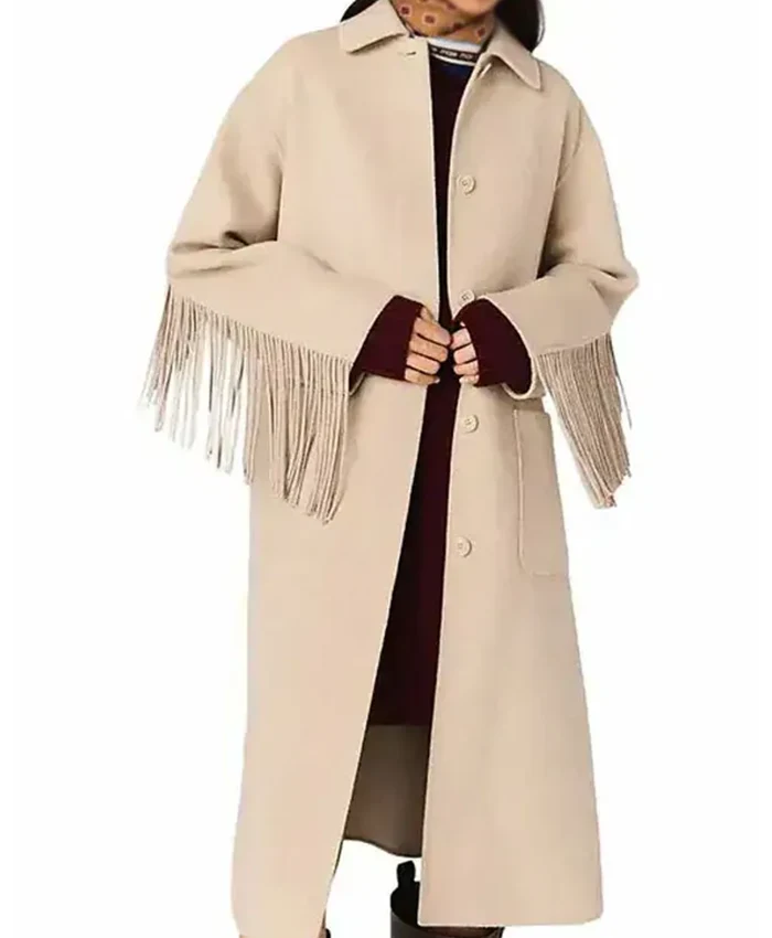 Shop The Gentlemen S02 Kaya Scodelario Fringe Wool Coat