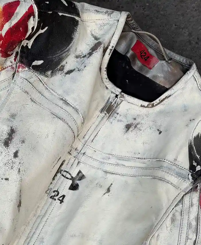 Shop Under Armour x 424 White Leather Jacket