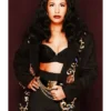Singer Selena Quintanilla Embroidered Black Long Coat