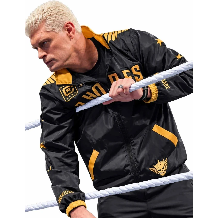 SmackDown 2026 Cody Rhodes Black and Gold Jacket