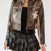 Stoosh Double Star Brown Leather Moto Jacket