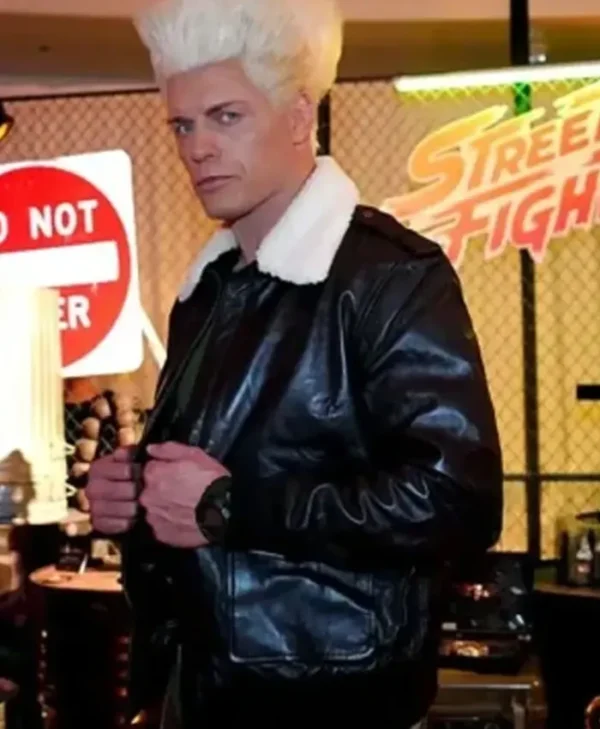 Street Fighter Cody Rhodes Black Leather Jacket
