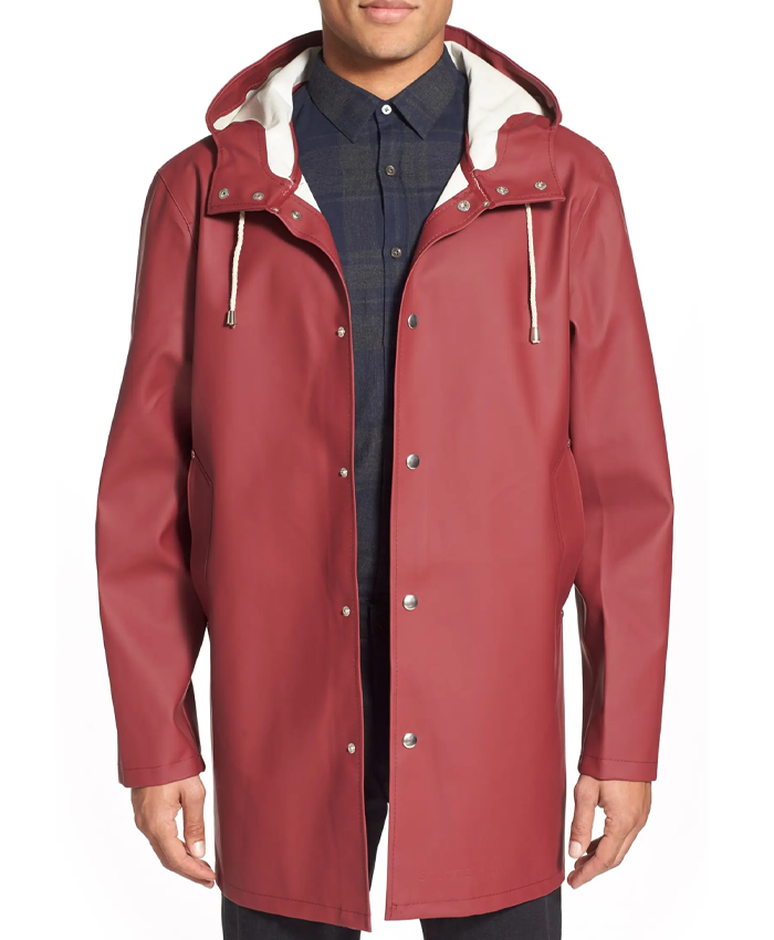 Stutterheim Stockholm Burgundy Hooded Raincoat