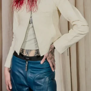 Stylish Cream Leather Jacket