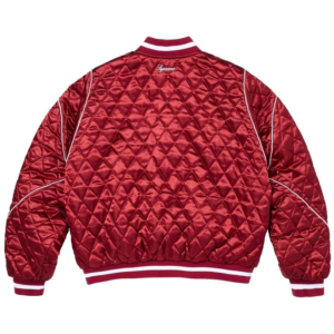 Supreme Champion Quilted Dark Red Satin Varsity Jacket