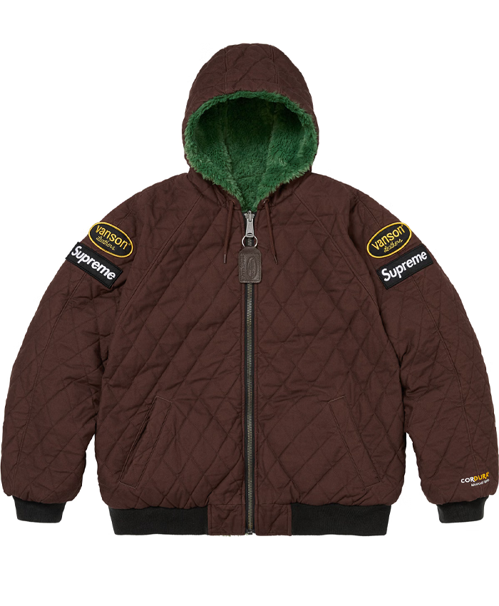 Supreme Vanson Leathersreversible green jacket