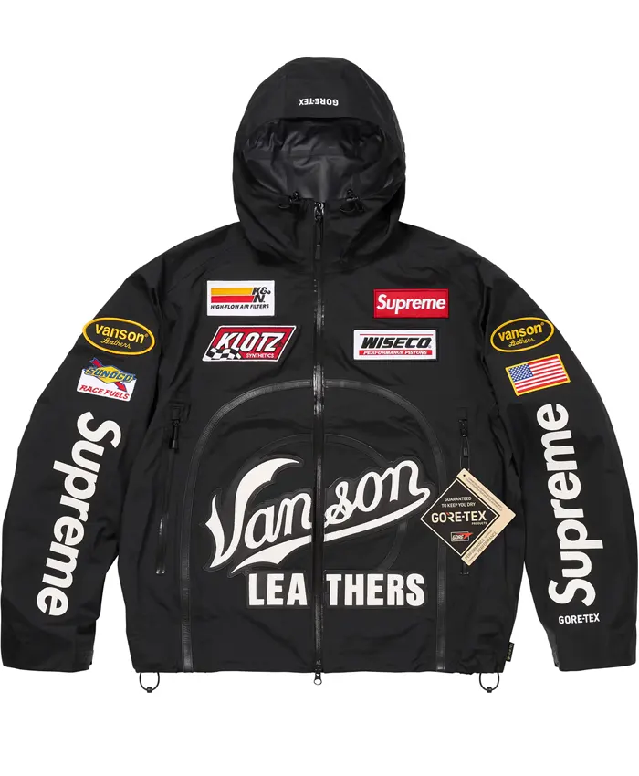 Supreme X Vanson Leathers GORE-TEX Shell Black Jacket