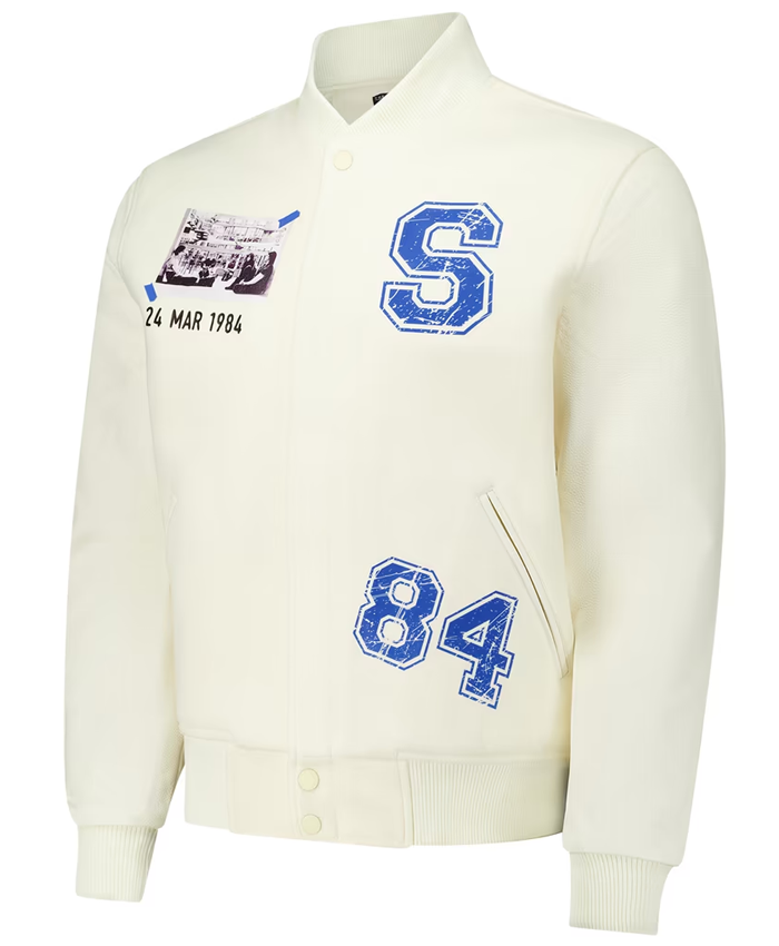 The Breakfast Club Freeze Max Shermer Cream Varsity Jacket