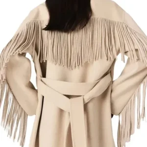 The Gentlemen S02 Kaya Scodelario Fringe Wool Coat For Sale
