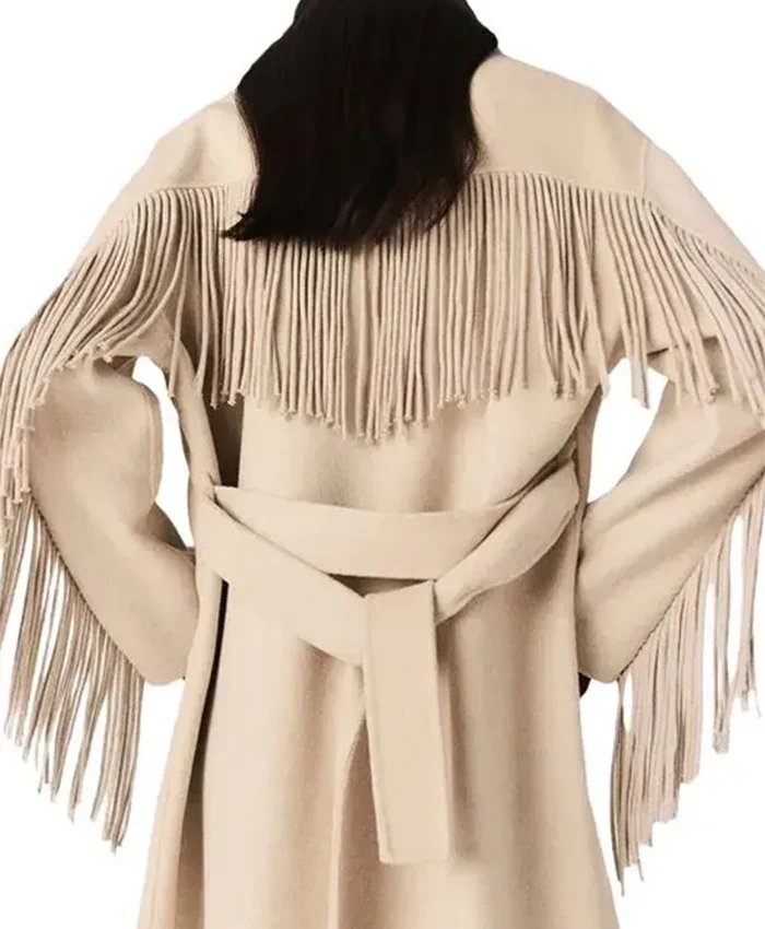 The Gentlemen S02 Kaya Scodelario Fringe Wool Coat For Sale