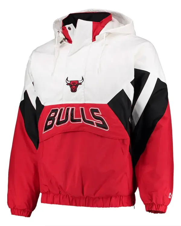 The Line-Up Oxford Chicago Bulls Hooded Half-Zip Jacket