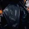The Weeknd XO logo Black Leather Varsity Jacket