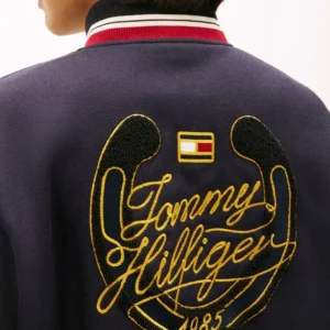 Tommy Hilfiger Navy Wool Leather Varsity Jacket