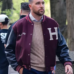 Travis Kelce Tommy Hilfiger Mixed-Media Varsity Jacket Shop Now