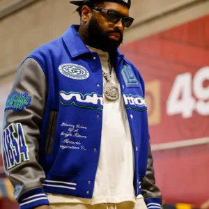 Trent Williams 49ers LV Embroidered Blue Varsity Jacket