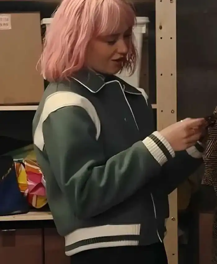 Trying 2026 Scarlett Rayner Green Varsity Jacket