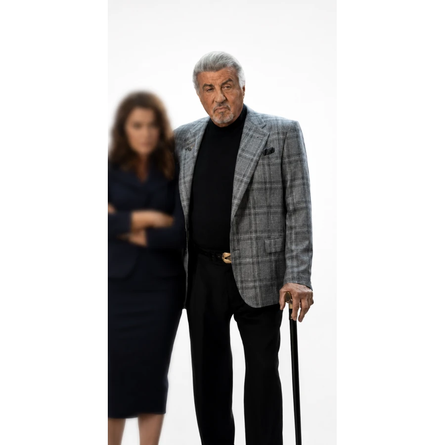Tulsa King S4 Sylvester Stallone Grey Plaid Blazer