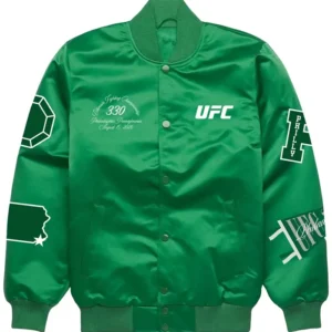UFC 330 Full-Snap Green Satin Bomber Jacket