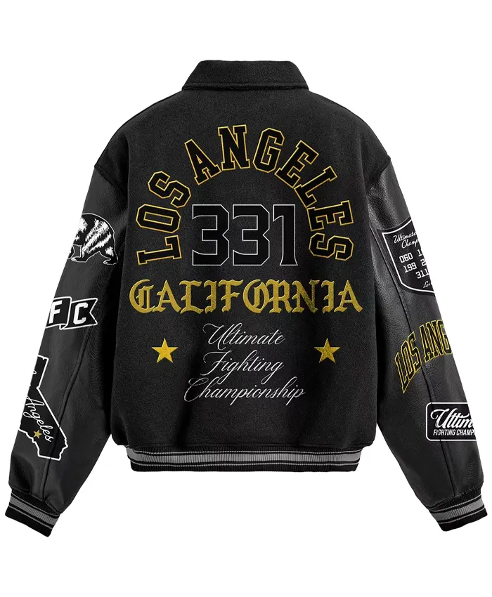 UFC 331 Full-Snap Black Varsity Jacket