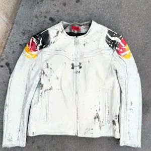 Under Armour x 424 White Leather Jacket