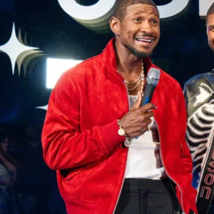 Usher Madame Tussauds Red Suede Leather Jacket