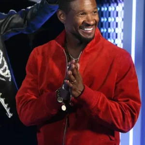 Usher Madame Tussauds Red Suede Leather Jacket For Sale