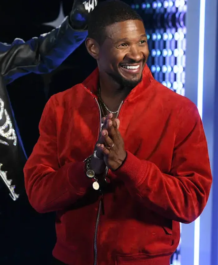 Usher Madame Tussauds Red Suede Leather Jacket For Sale
