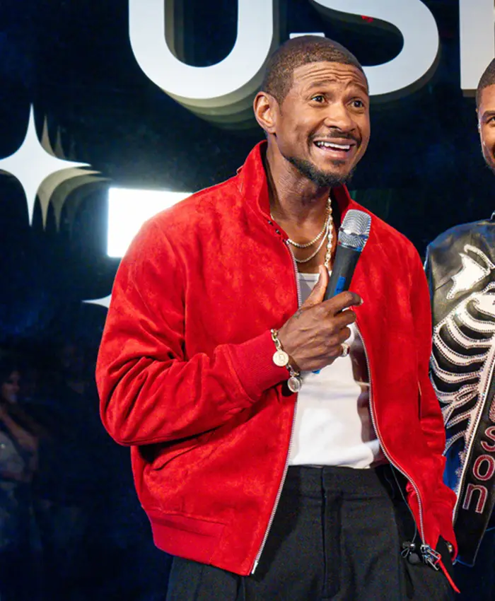 Usher Madame Tussauds Red Suede Leather Jacket