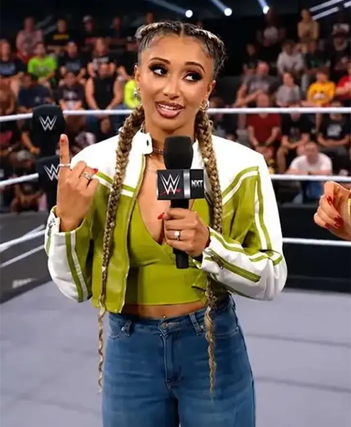WWE NXT Kelani Jordan Cropped Moto Leather Jacket