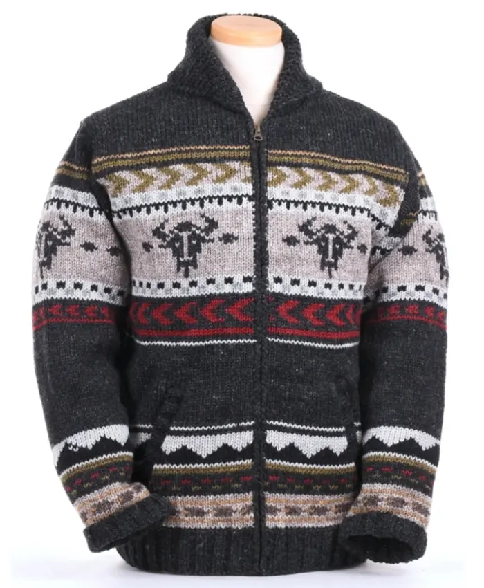 Yellowstone Nordic Pattern Zip-Up Knit Sweater